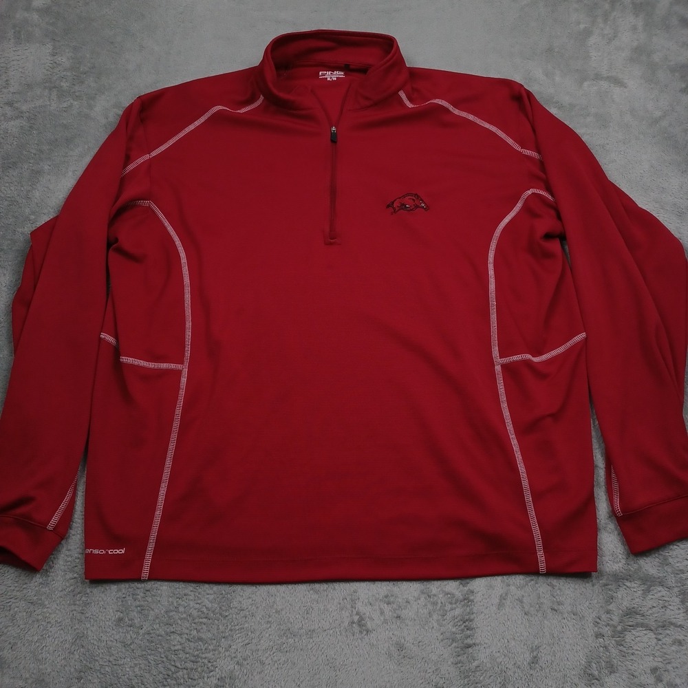 Arkansas Razorbacks Sweater Mens XL‎ Red Ping Golf 1/4 Zip Pullover Performance